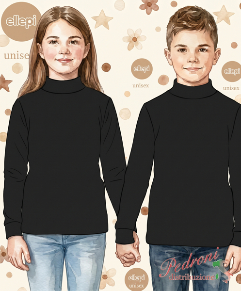 ELLEPI Maglia lupetto m/l bambino/a CE7596 Nero 5 ANNI