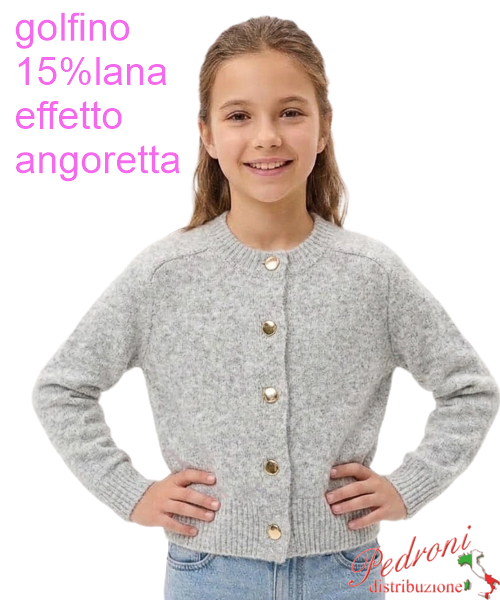 Golfino bambina INJULY AB3528 GRIGIO 4/14 anni Golfino bambina INJULY AB3528 GRIGIO 4/14 anni