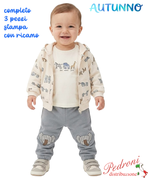*AUTUNNO*Tuta neonato BABY GANG AB8640 PANNA/sky 1/12 mesi