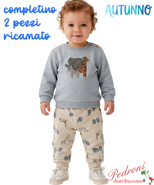 *AUTUNNO*Completino neonato BABY GANG AB9741 SKY/beige 1/12 mesi