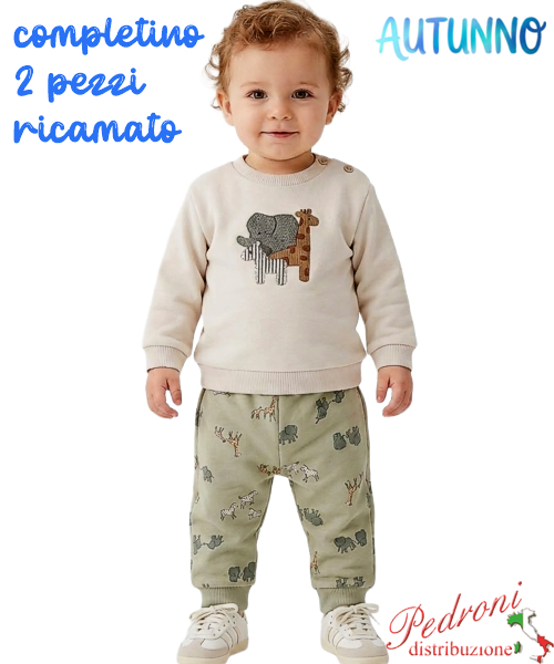 *AUTUNNO*Completino neonato BABY GANG AB9741 BEIGE/ver 1/12 mesi