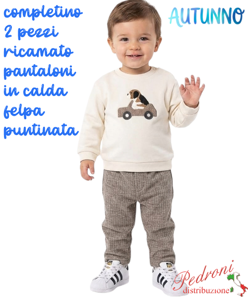 *AUTUNNO*Completo neonato BABYGANG AB9746 PANNA/glace 3/18 mesi