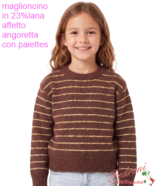 Magliocino bambina INJULY AZ3558 CIOCCOLATO 4/12 anni