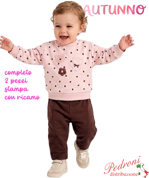 *AUTUNNO*Tuta neonata LOLLITOP BE756 PINK/cacao 3/18 mesi