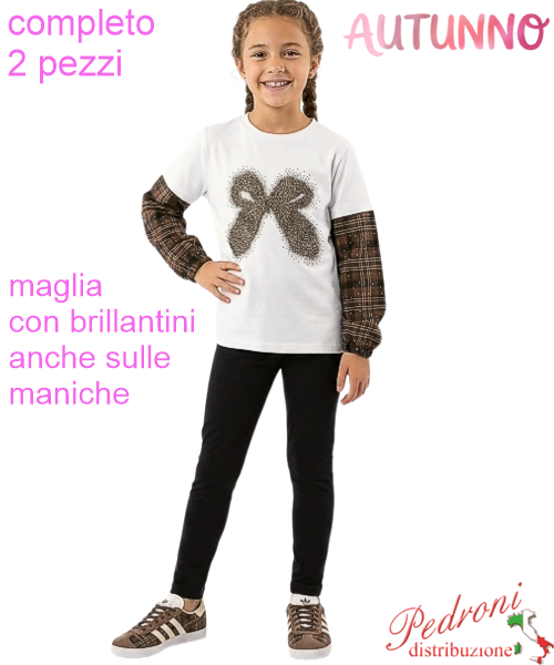 *AUTUNNO*Completo bambina LOLLITOP BE793 LATTE/nero 4/12 anni