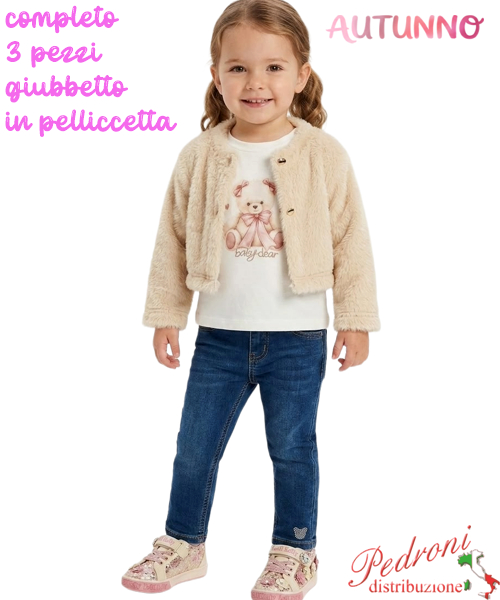 *AUTUNNO*Completo neonata LOLLITOP BS8510 BEIGE/jeans 12/36 mes