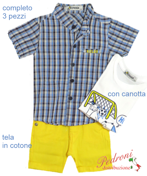 ESTATE Completo neonato REPANDA F1004 BLUETTE/giallo 3/24 mesi