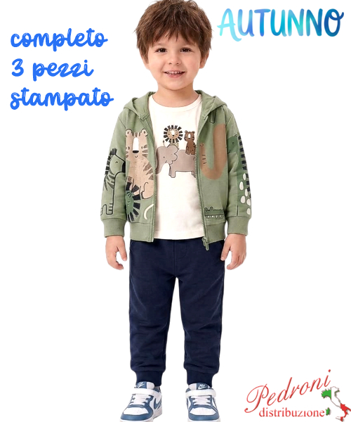*AUTUNNO*Tuta neonato MG KIDS FM1444 GREEN/blu 12/36 mesi