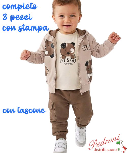 Tuta neonato MR JEK JA2734 BEIGE/cioccolato 3/24 mesi Tuta neonato MR JEK JA2734 BEIGE/cioccolato 3/24 mesi