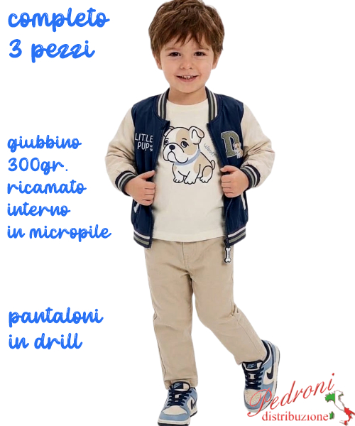 Completo con GIUBBINO bambino MR JEK JA2756 BLU/beige 1/5 anni Completo con GIUBBINO bambino MR JEK JA2756 BLU/beige 1/5 anni