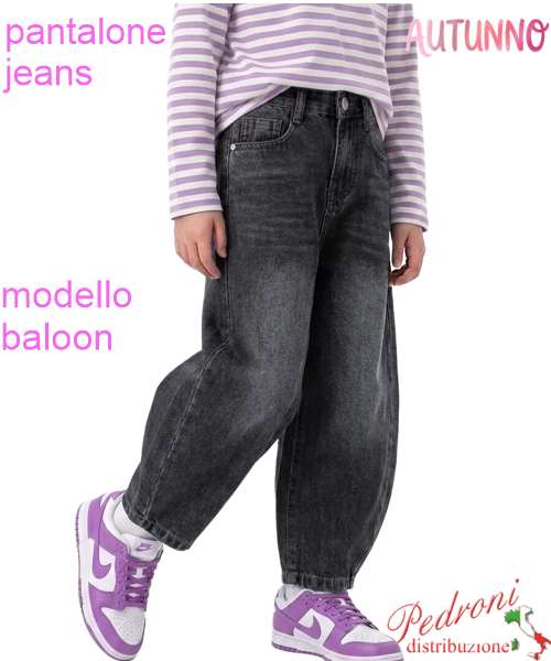 *AUTUNNO*Pantalone jeans bambina LOLLITOP N7282 NERO 4/14 anni