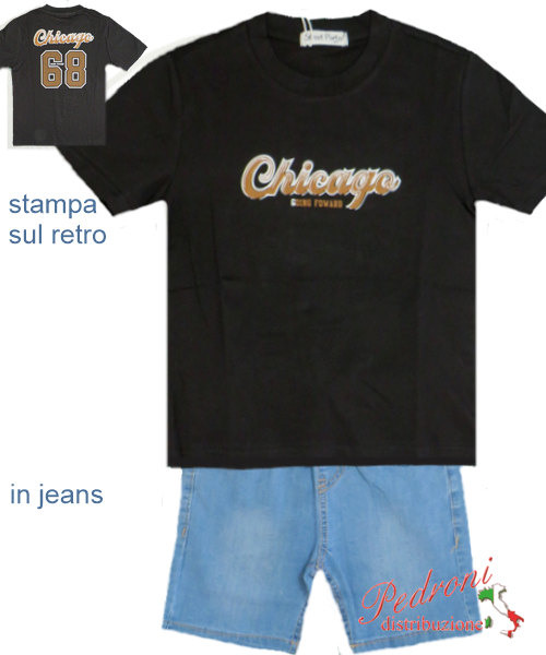 STOCK ESTATE Completo bambino NT6096 NERO/jeans 4/12 anni
