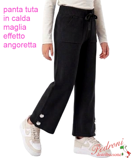 Panta-Tuta bambina GIRL QC26177 NERO 4/14 anni