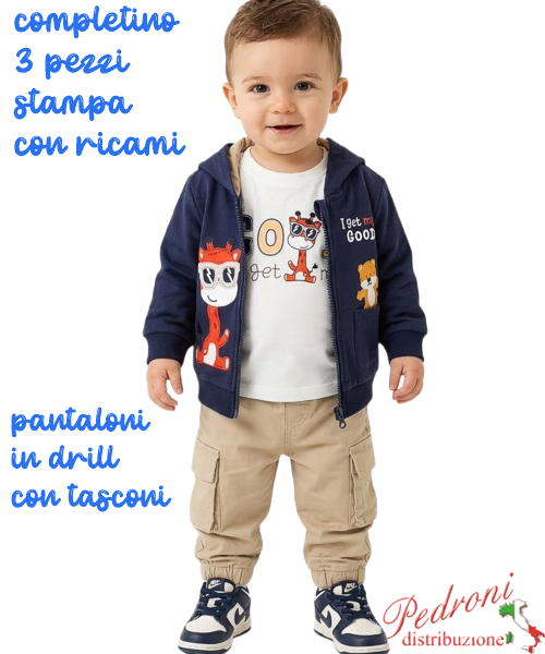Completo neonato SMALL GANG S8470 BLU/beige 3/18 mesi Completo neonato SMALL GANG S8470 BLU/beige 3/18 mesi