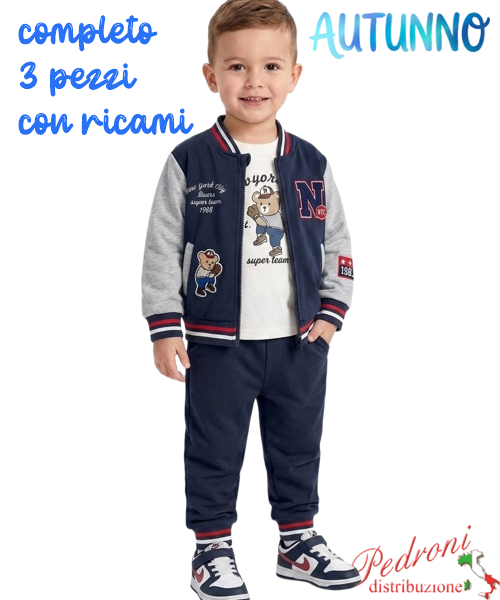 *AUTUNNO*Tuta neonato SMALL GANG S8658 BLU 12/36 mesi