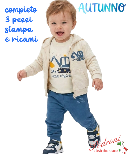 *AUTUNNO*Tuta neonato SWEET SJ1081 BEIGE/sky 3/18 mesi