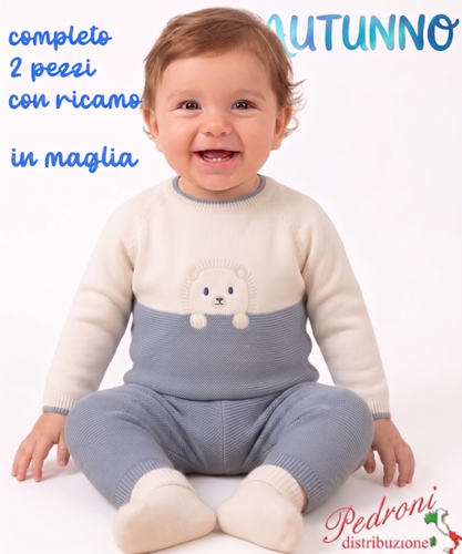 *AUTUNNO*Completino neonato SWEET SJ8005 BEIGE/sky 1/12 mesi