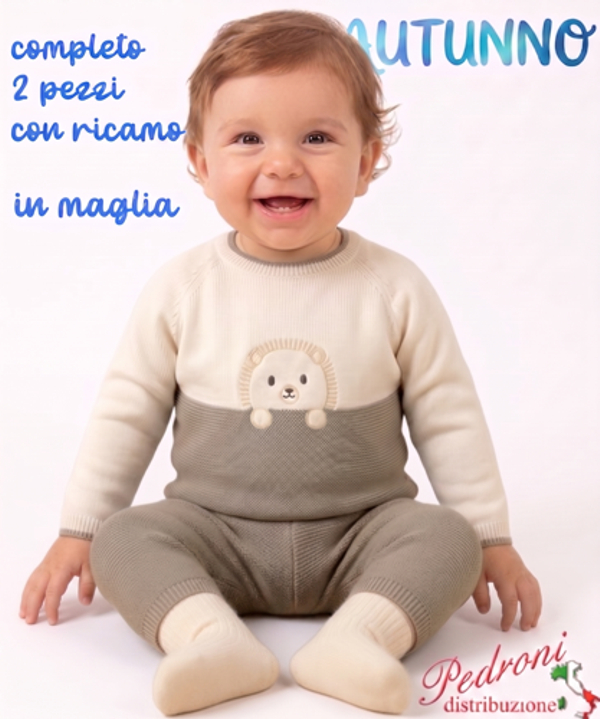 *AUTUNNO*Completino neonato SWEET SJ8005 BEIGE/nocciola1/12 mesi