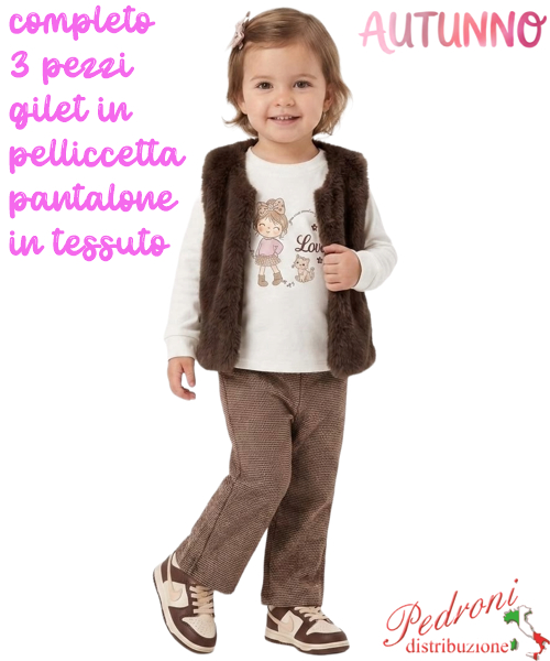 *AUTUNNO*Completo neonata LOLLITOP V8698 MORO/ciocc. 12/36 mesi