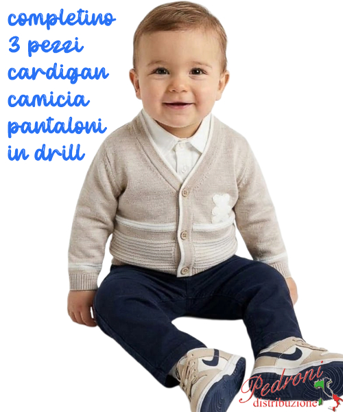 Completo neonato BABY GANG W8697 BEIGE/blu 3/18 mesi Completo neonato BABY GANG W8697 BEIGE/blu 3/18 mesi