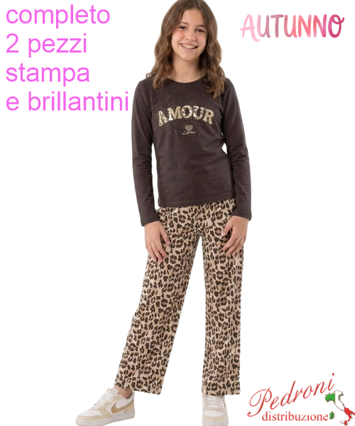 *AUTUNNO*Completo ragazza BELLINA XRA9397 CIOCCOLATO 8/16 anni