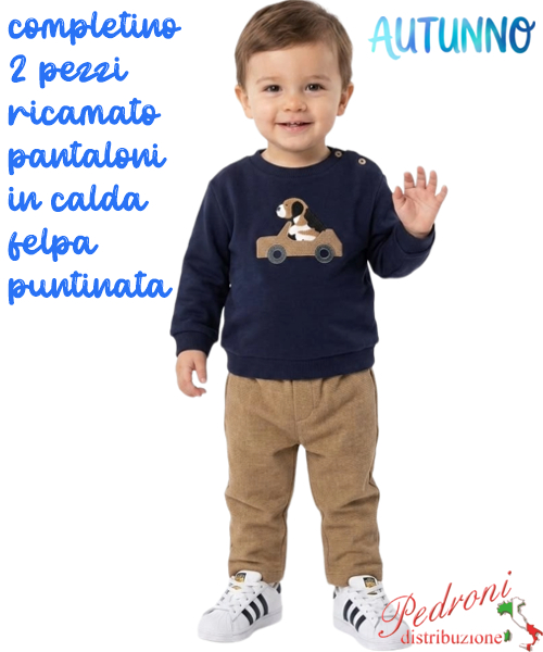 *AUTUNNO*Completo neonato BABYGANG AB9746 BLU/beige 3/18 mesi