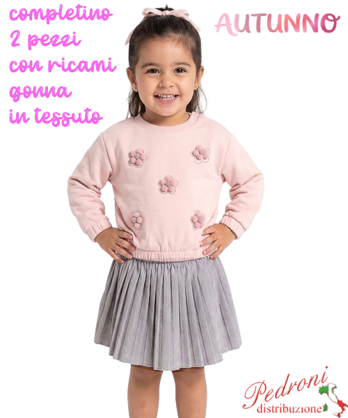 *AUTUNNO*Completo neonata PINK AL719 CLIVIA/grigio 12/36 mesi