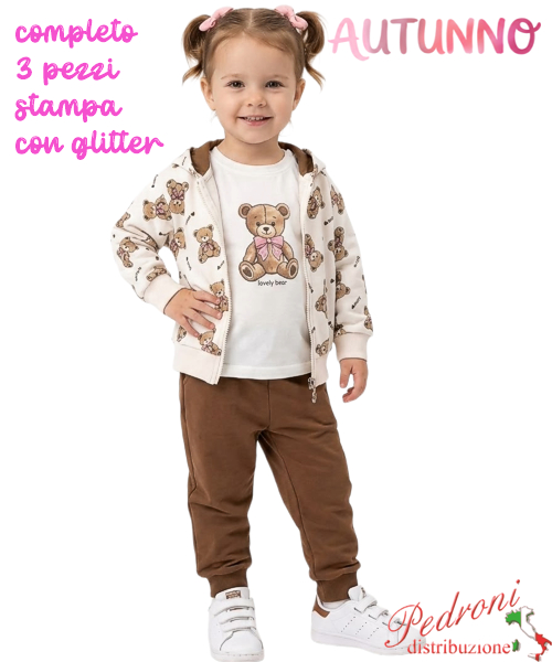 *AUTUNNO*Tuta neonata LOLLITOP BC351 PANNA/cioccolato 12/36 mesi