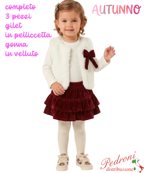 *AUTUNNO*Completo neonata SWEET BK861 LATTE/amarena 12/36 mesi
