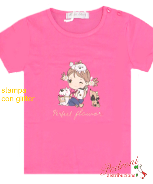 ESTATE T-Shirt m/m neonata HOPE STAR BK878 FUCSIA 12/36 mesi