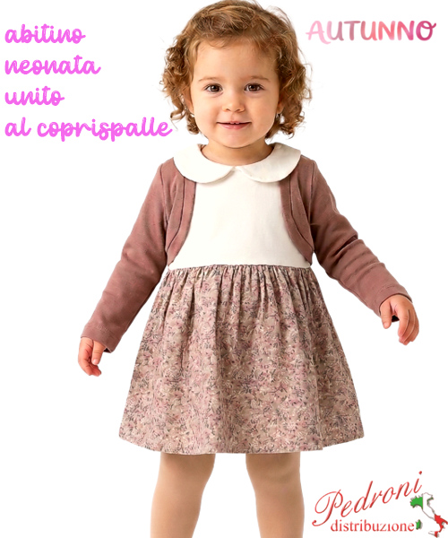 *AUTUNNO*Abitino neonata LOLLITOP BS7271 CIOCCOLATO 3/18 mesi