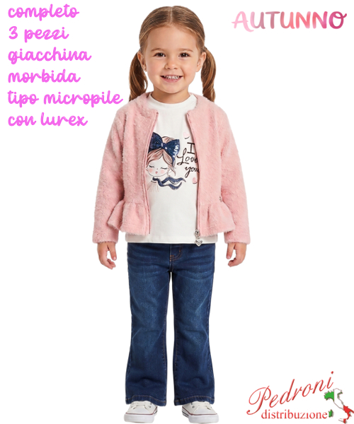 *AUTUNNO*Completo neonata LOLLITOP BS8509 PINK/jeans 12/36 mesi