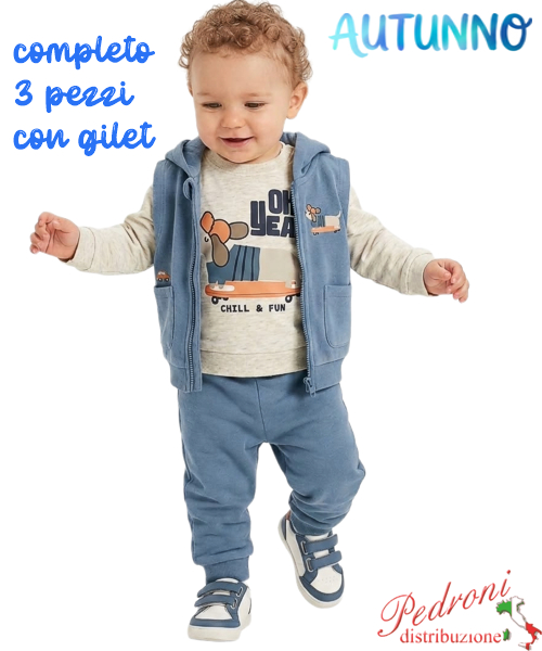*AUTUNNO*Completo neonato BABY GANG C8671 AVIATOR 3/18 mesi
