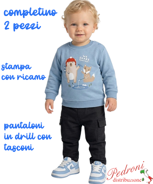 Completo neonato BABY GANG C9753 SKY/blu 3/18 mesi Completo neonato BABY GANG C9753 SKY/blu 3/18 mesi