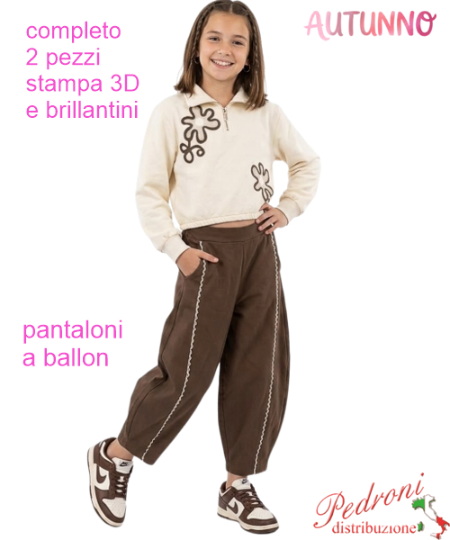 Completo bambina INJULY FC1262 BEIGE/nocciola 4/12 anni