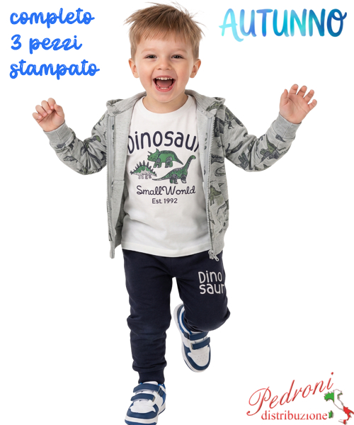 *AUTUNNO*Tuta neonato MG KIDS FM1354 GRIGIO/blu 12/36 mesi
