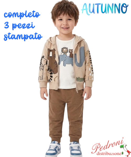 *AUTUNNO*Tuta neonato MG KIDS FM1444 BEIGE/nocciola 12/36 mesi