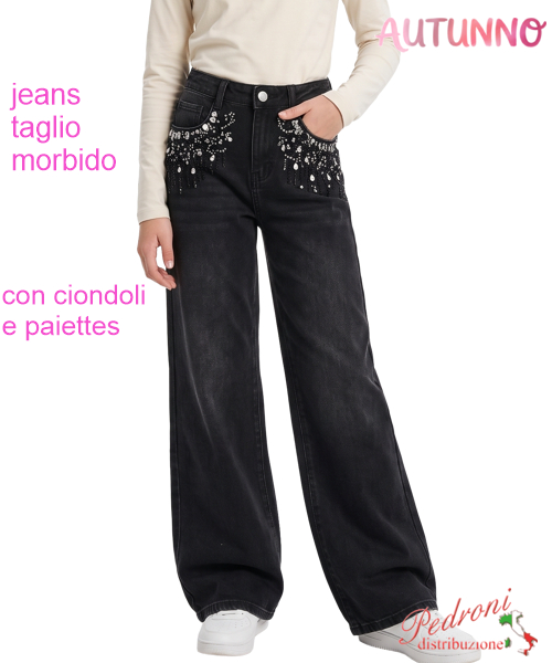 Pantalone jeans ragazza LOLLITOP N7062 NERO 8/16 anni Pantalone jeans ragazza LOLLITOP N7062 NERO 8/16 anni