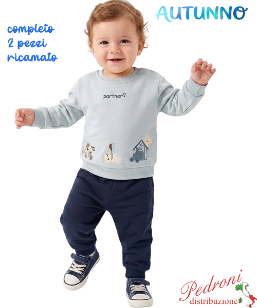 *AUTUNNO*Tuta neonato B+B RM5770 SKY/blu 3/24 mesi