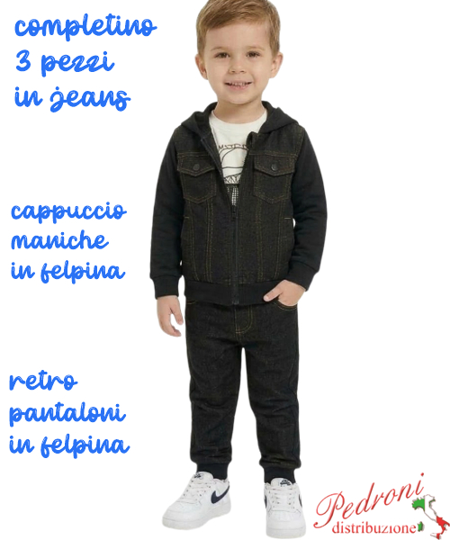 Completo neonato SMALL GANG S8491 JEANS/nero 12/36 mesi Completo neonato SMALL GANG S8491 JEANS/nero 12/36 mesi