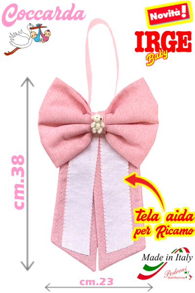 - DA RICAMO - IRGE Coccarda NASCITA art.IR-1031 Rosa