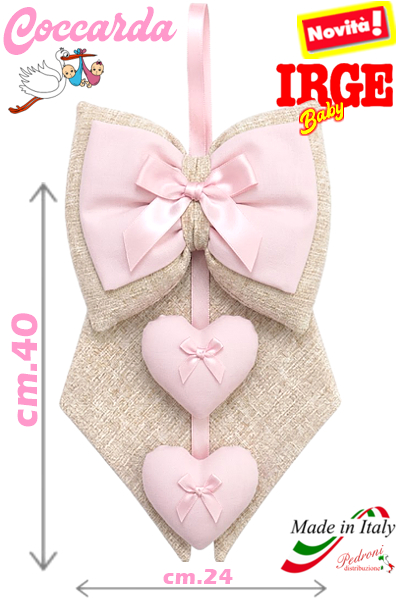 *CUORE* IRGE Coccarda NASCITA art.IR-1037/1 Tortora/Rosa