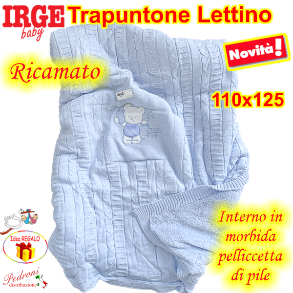 *IRGE* COPERTA-TRAPUNTONA IMBOTTITA LANA IG145/2 Cielo