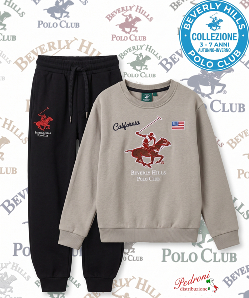 * POLO BEVERLY * TUTA BAMBINO Felpata 011K 3/7 Anni GREY