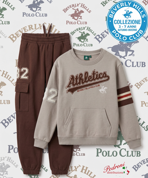 * POLO BEVERLY * TUTA BAMBINO Felpata 015K 3/7 Anni GREY