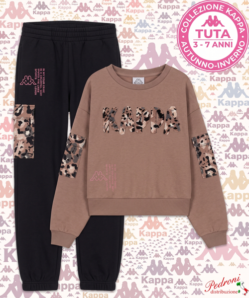 #KAPPA# COMPLETO TUTA BAMBINA Felpata 018K 3/7 Anni MOKA