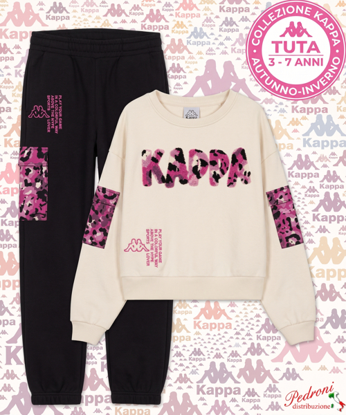 #KAPPA# COMPLETO TUTA BAMBINA Felpata 018K 3/7 Anni AVORIO