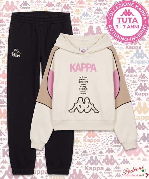 #KAPPA# COMPLETO TUTA BAMBINA Felpata 021K 3/7 Anni AVORIO