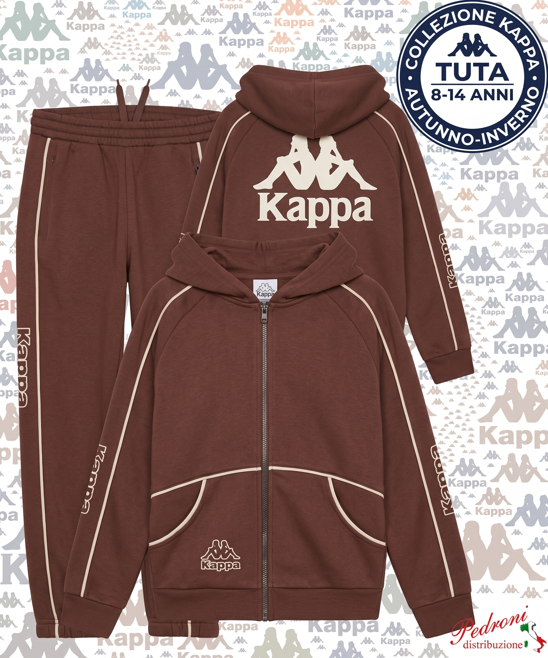 # KAPPA # TUTA RAGAZZO Felpata 023T 8/14 Anni CASTAGNA