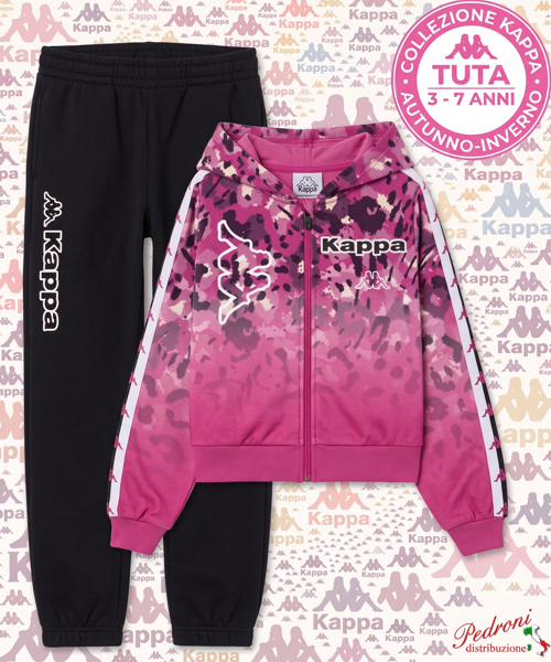 #KAPPA# COMPLETO TUTA BAMBINA Felpata 026K 3/7 Anni NEON FUXIA
